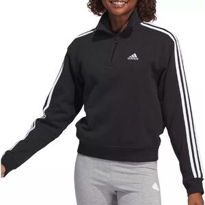 ADIDAS Essential 3-Stripes Quarter-Zip Sweatshirt, Black